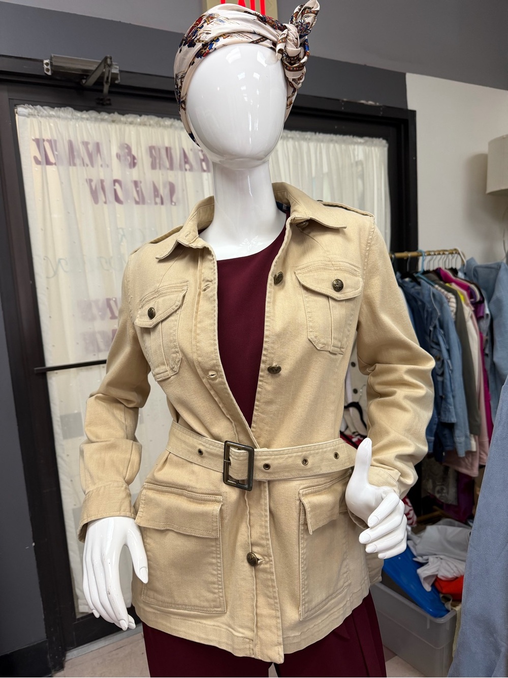 Ralph Lauren Beige Belted Utility Jacket